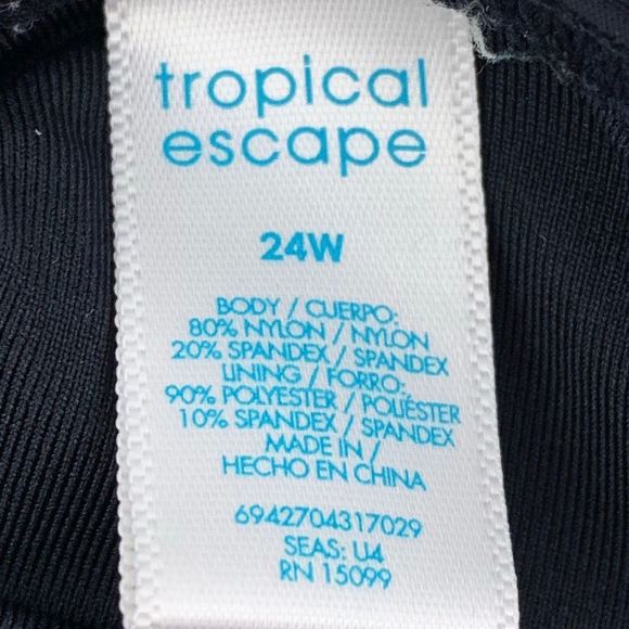 Halter Swim Suit Plus Sz 24W One Piece Black Blue - Picture 6 of 8